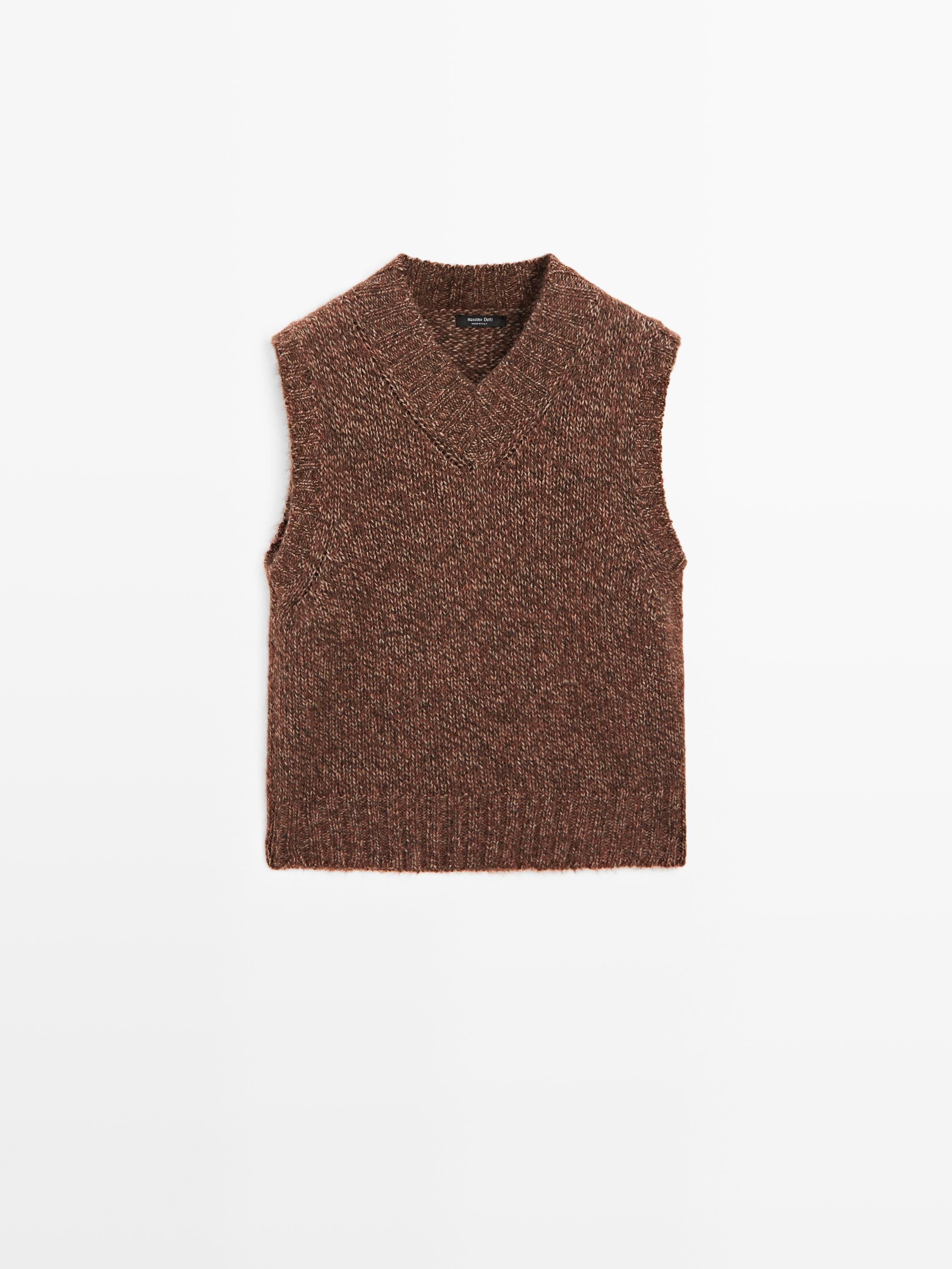 Flecked alpaca and felt texture vest